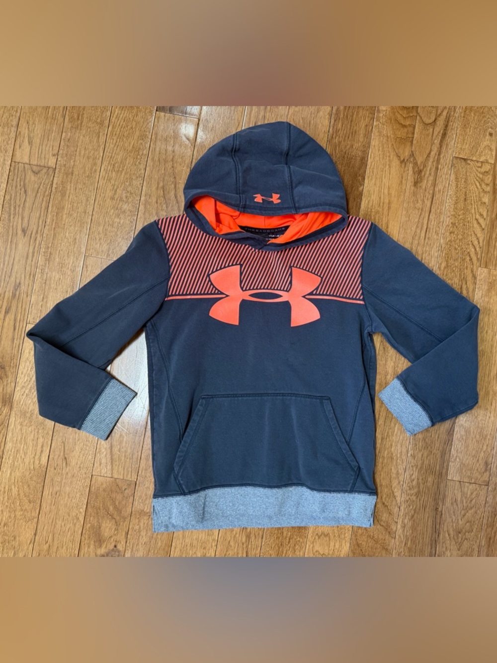 Under Armour Gray Hoodie with Bright Orange Logo